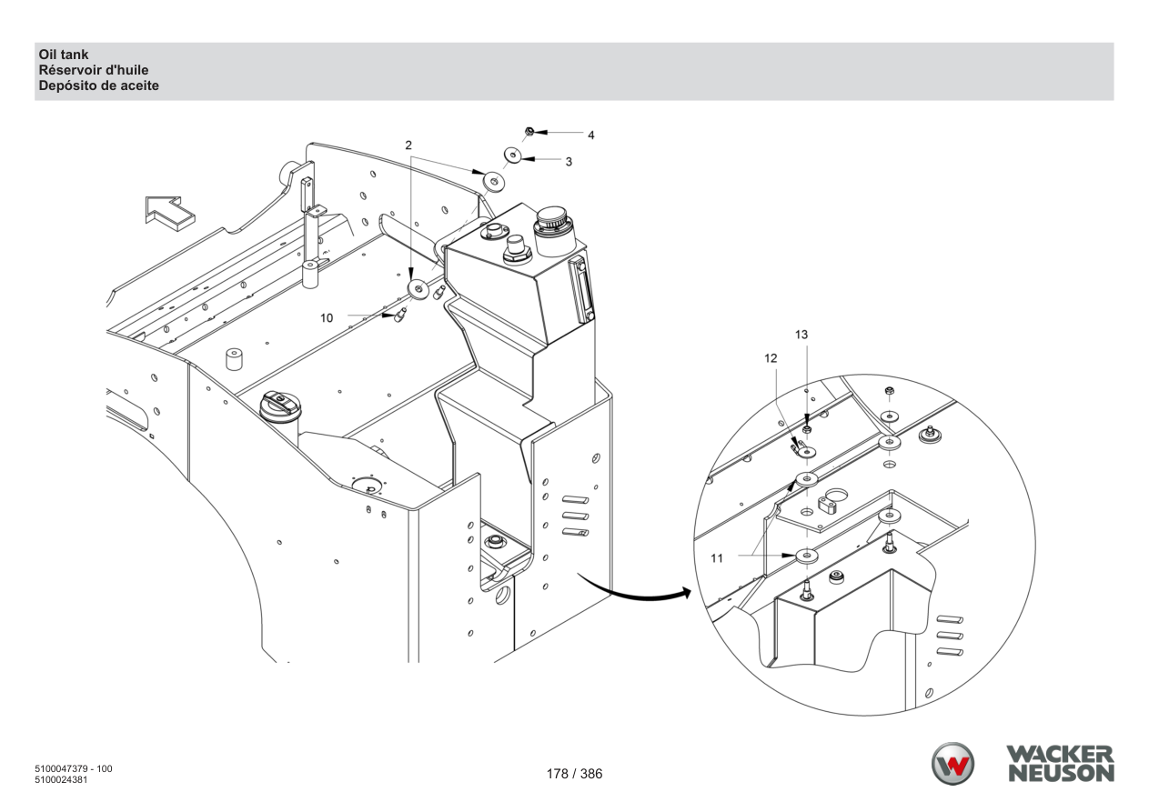 Wacker Neuson RD28-120 Roller Oil tank parts diagram
