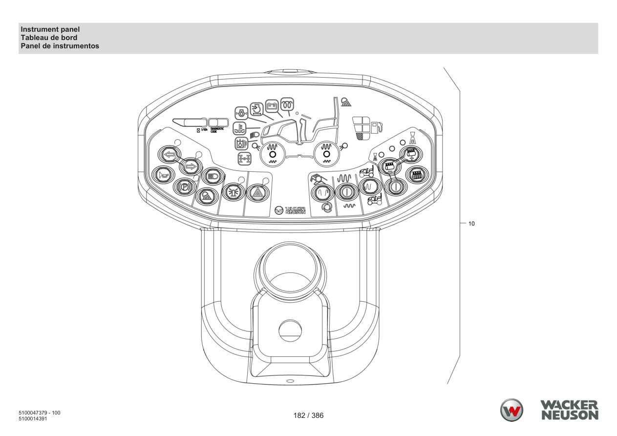 Wacker Neuson RD28-120 Roller Instrument panel parts diagram