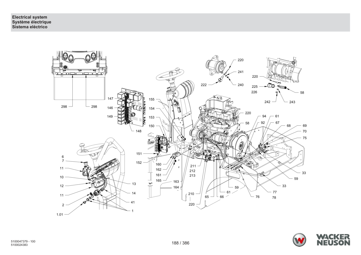Wacker Neuson RD28-120 Roller Electrical system parts diagram