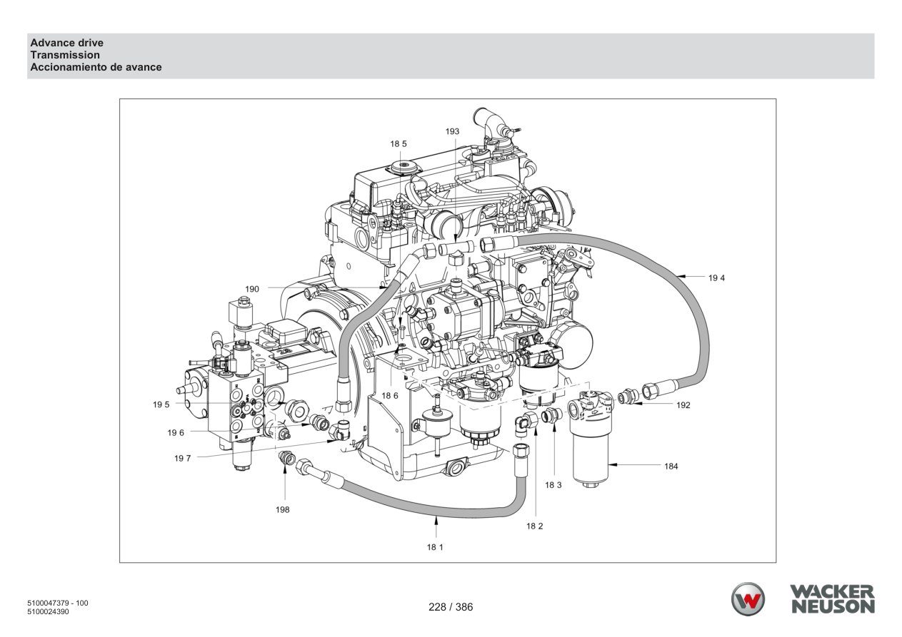 Wacker Neuson RD28-120 Roller Advance drive parts diagram