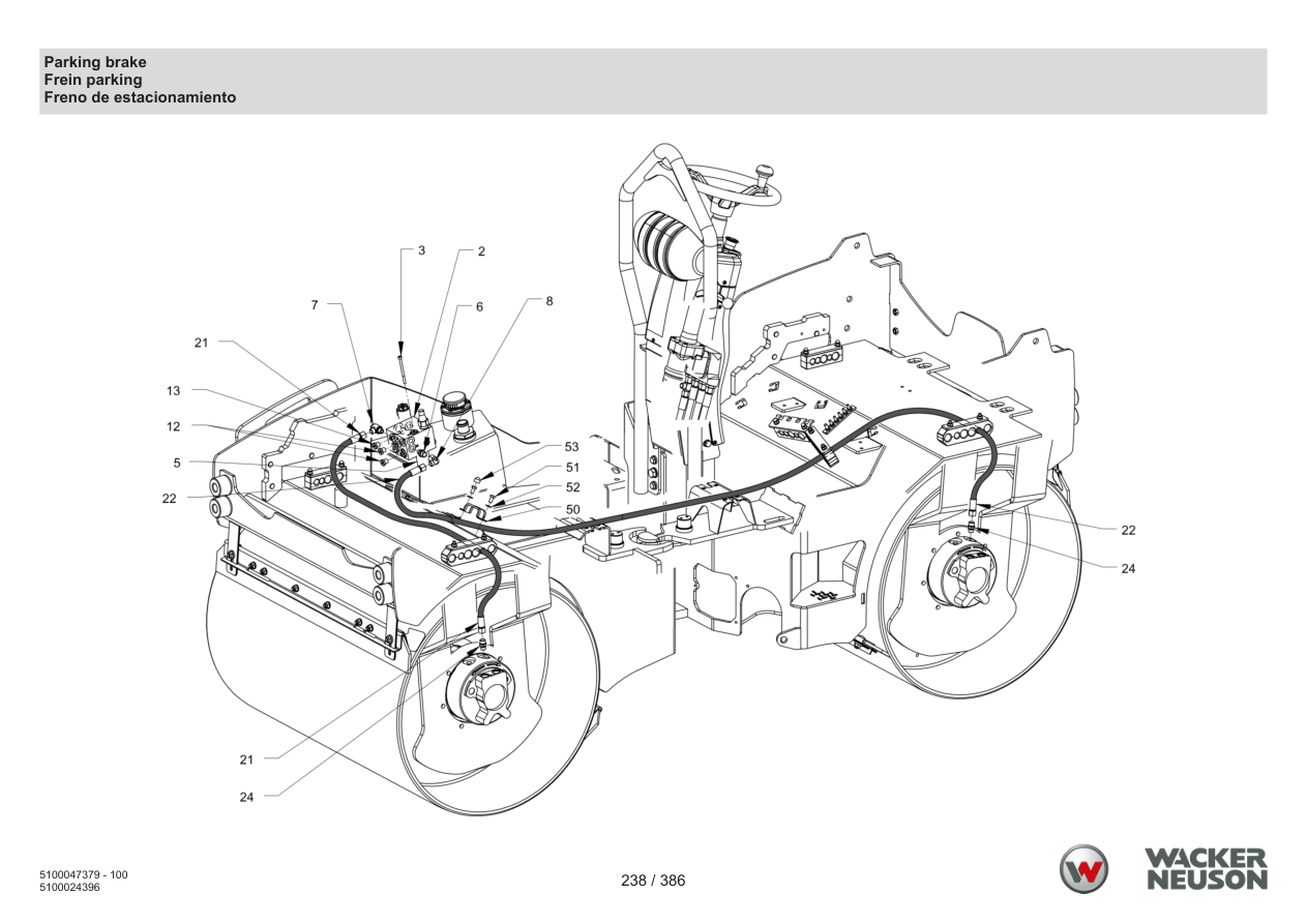 Wacker Neuson RD28-120 Roller Parking brake parts diagram