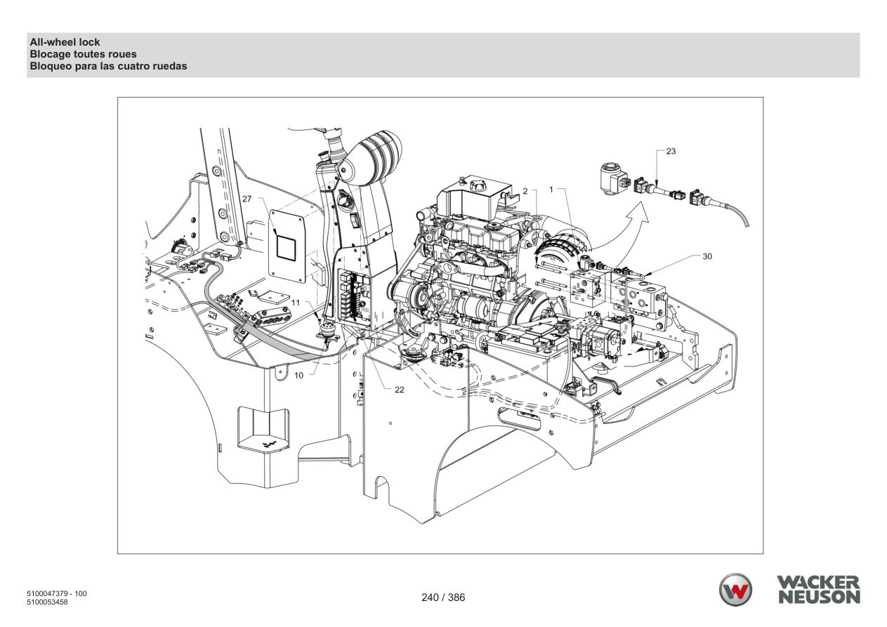 Wacker Neuson RD28-120 Roller All-wheel lock parts diagram
