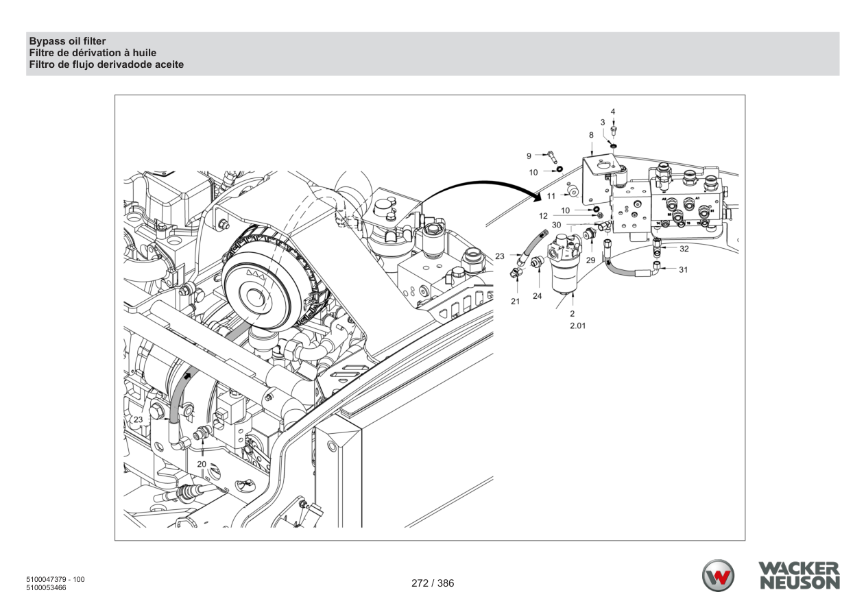 Wacker Neuson RD28-120 Roller Bypass oil filter parts diagram