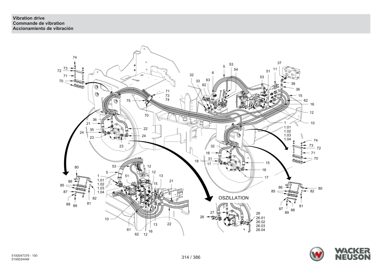Wacker Neuson RD28-120 Roller Vibration drive parts diagram