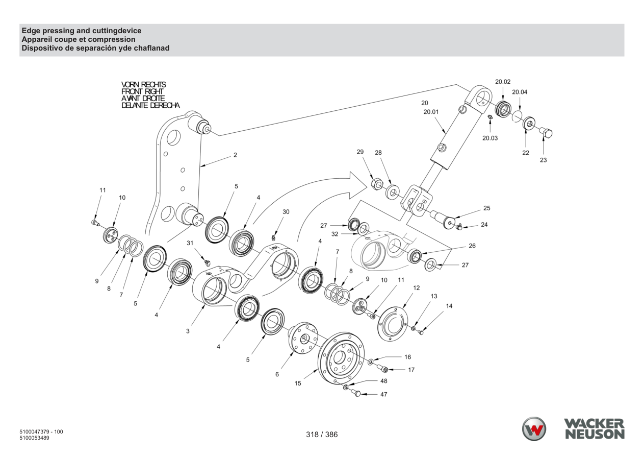 Wacker Neuson RD28-120 Roller Edge pressing and cuttingdevice parts diagram