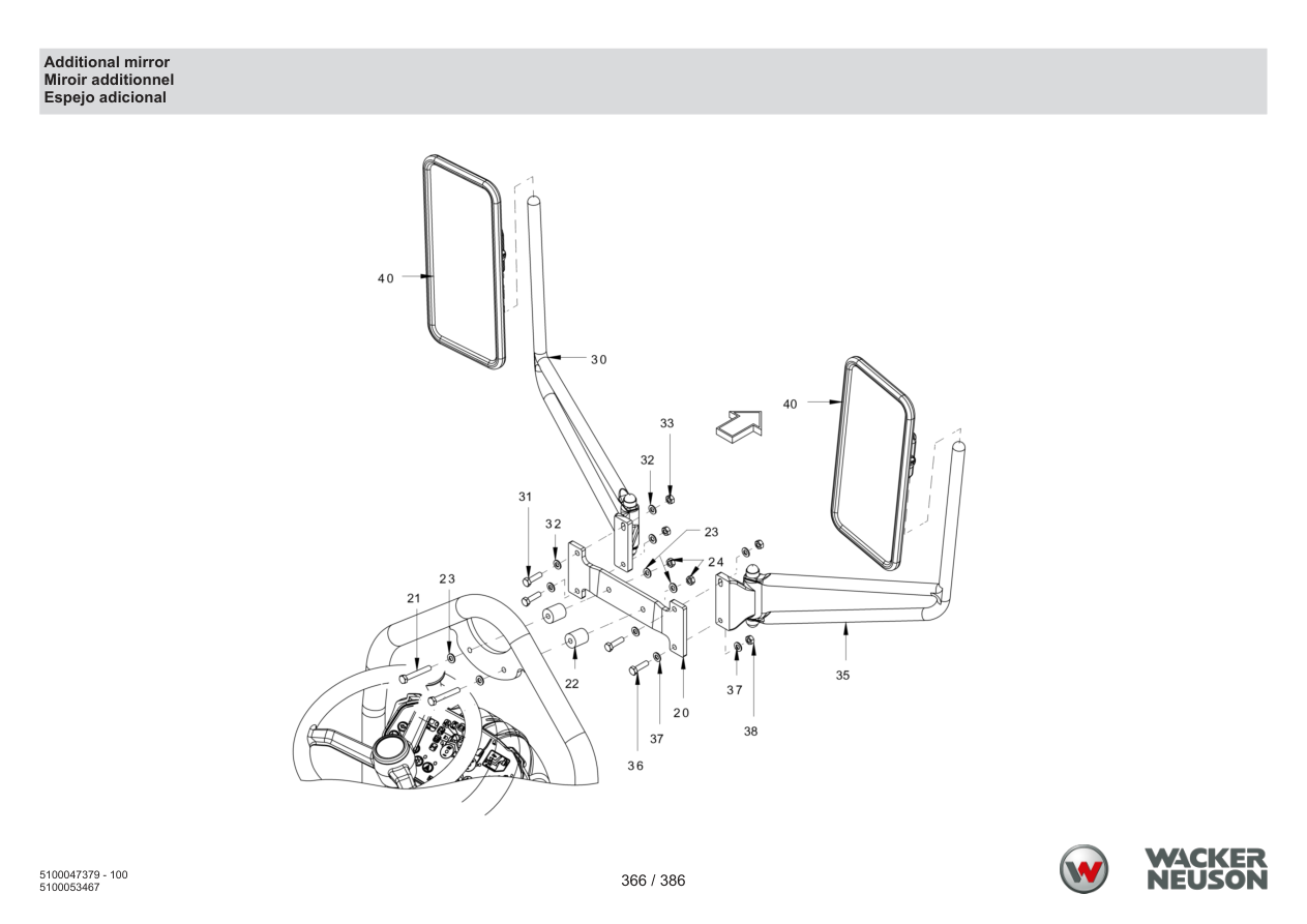 Wacker Neuson RD28-120 Roller Additional mirror parts diagram