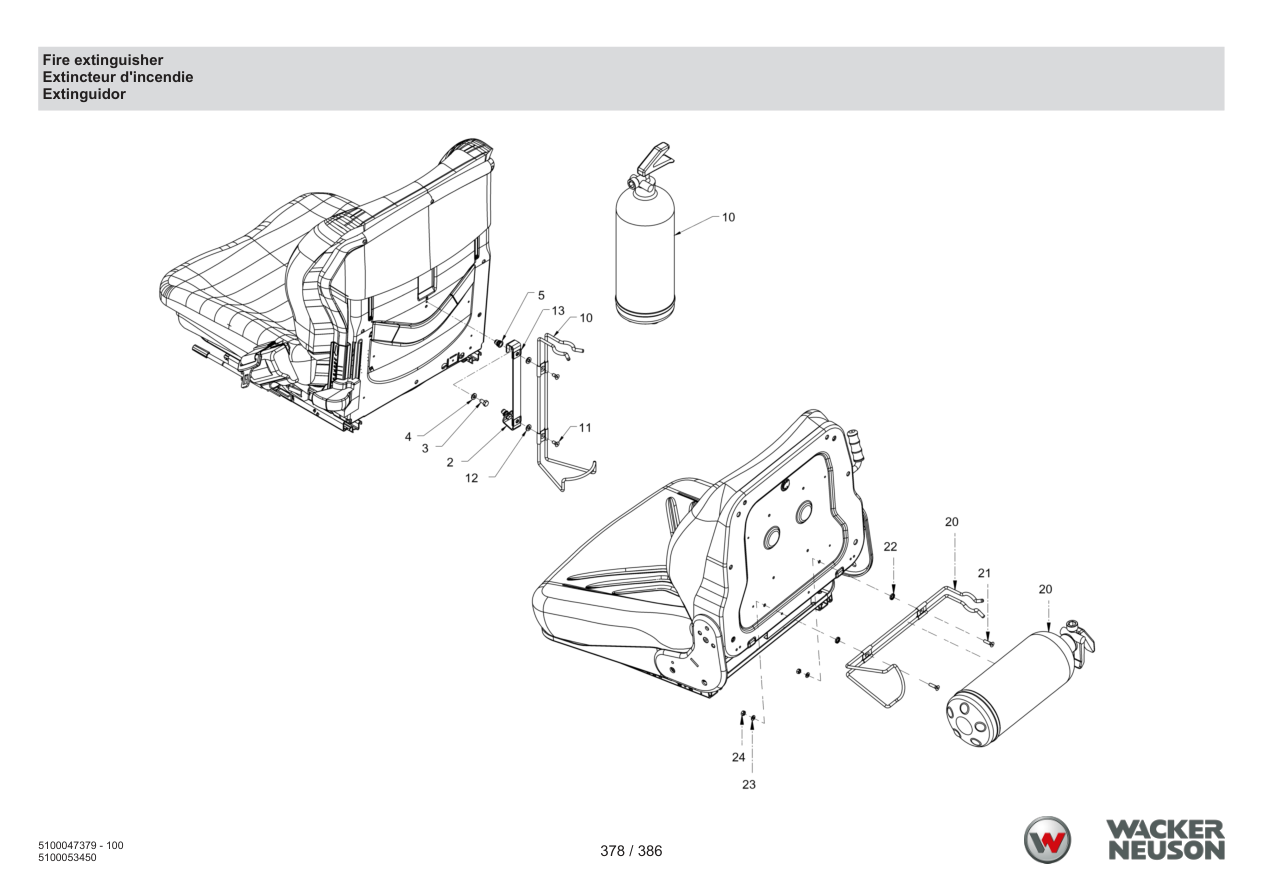 Wacker Neuson RD28-120 Roller Fire extinguisher parts diagram