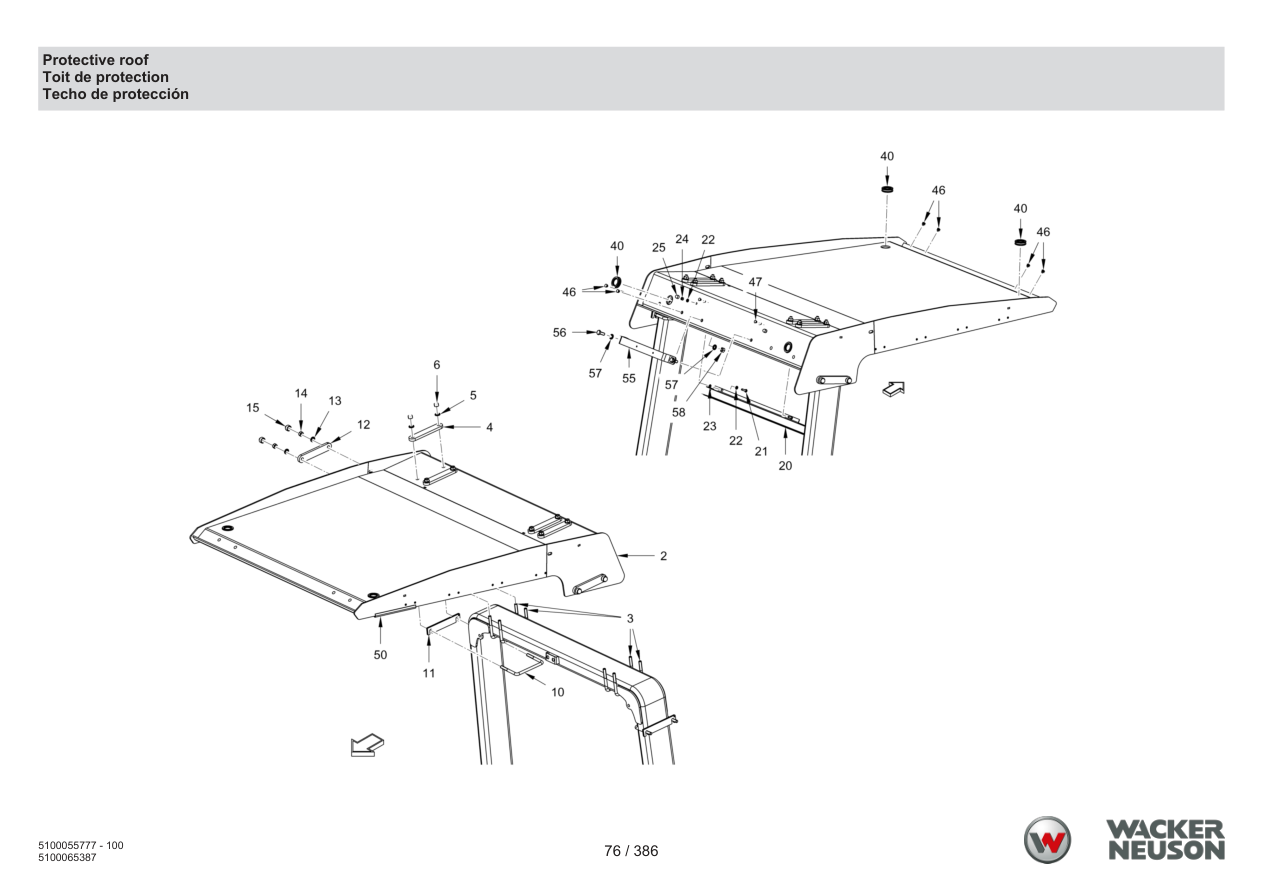 Wacker Neuson RD40-130 Roller Protective roof parts diagram
