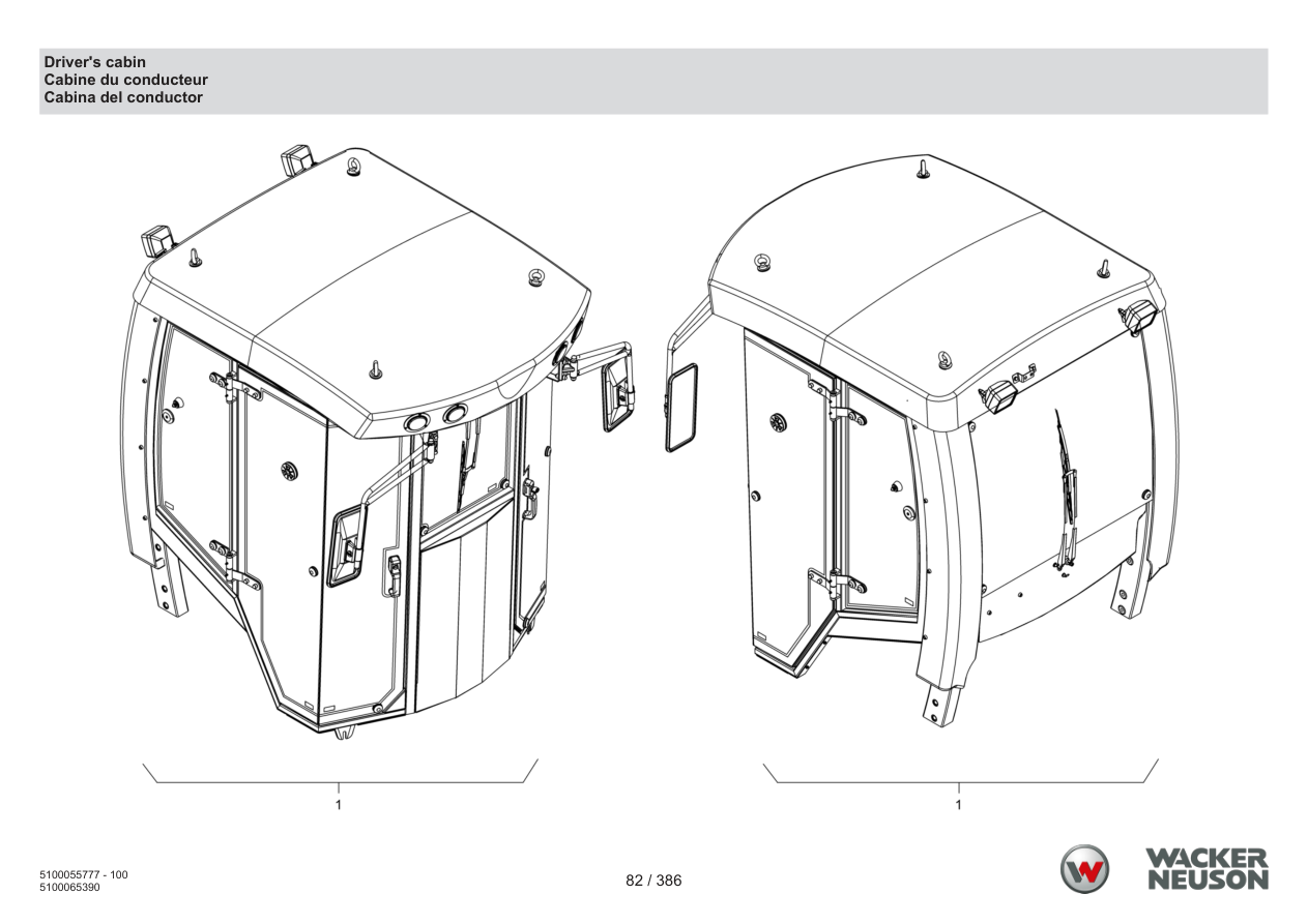Wacker Neuson RD40-130 Roller Driver's cabin parts diagram