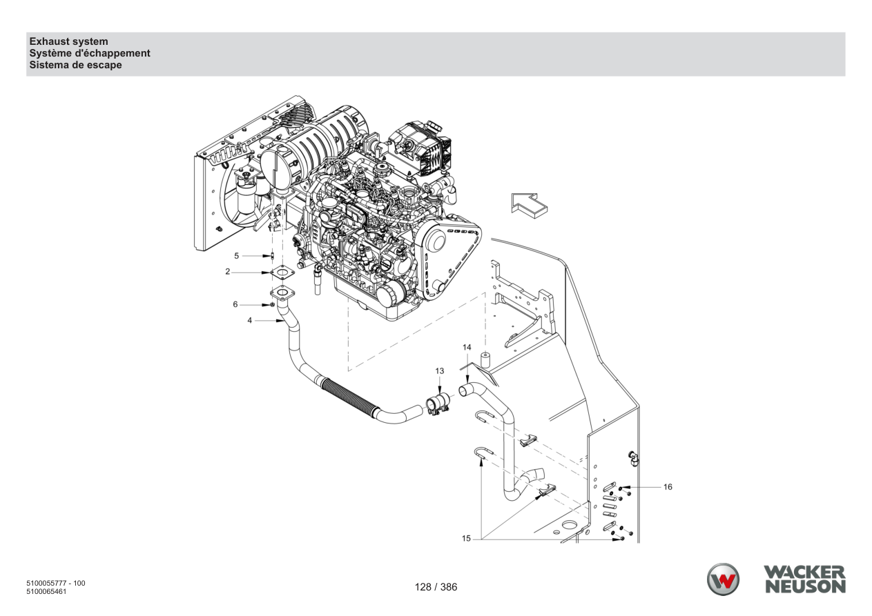 Wacker Neuson RD40-130 Roller Exhaust system parts diagram