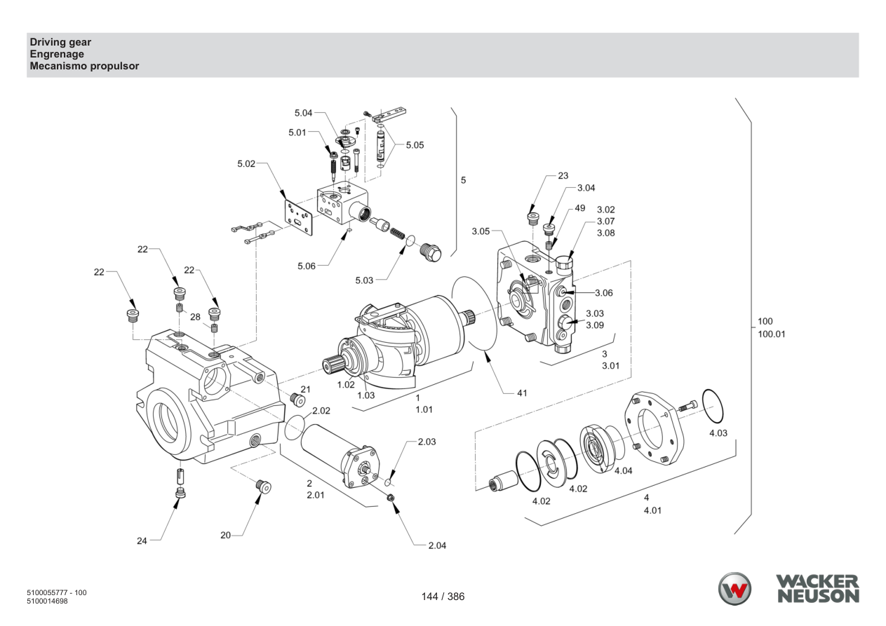 Wacker Neuson RD40-130 Roller Driving gear parts diagram