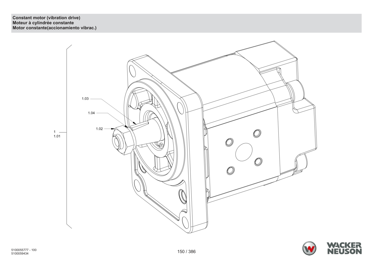 Wacker Neuson RD40-130 Roller Constant motor (vibration drive) parts diagram