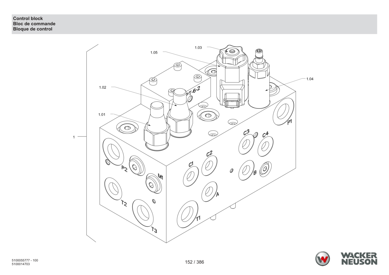 Wacker Neuson RD40-130 Roller Control block parts diagram