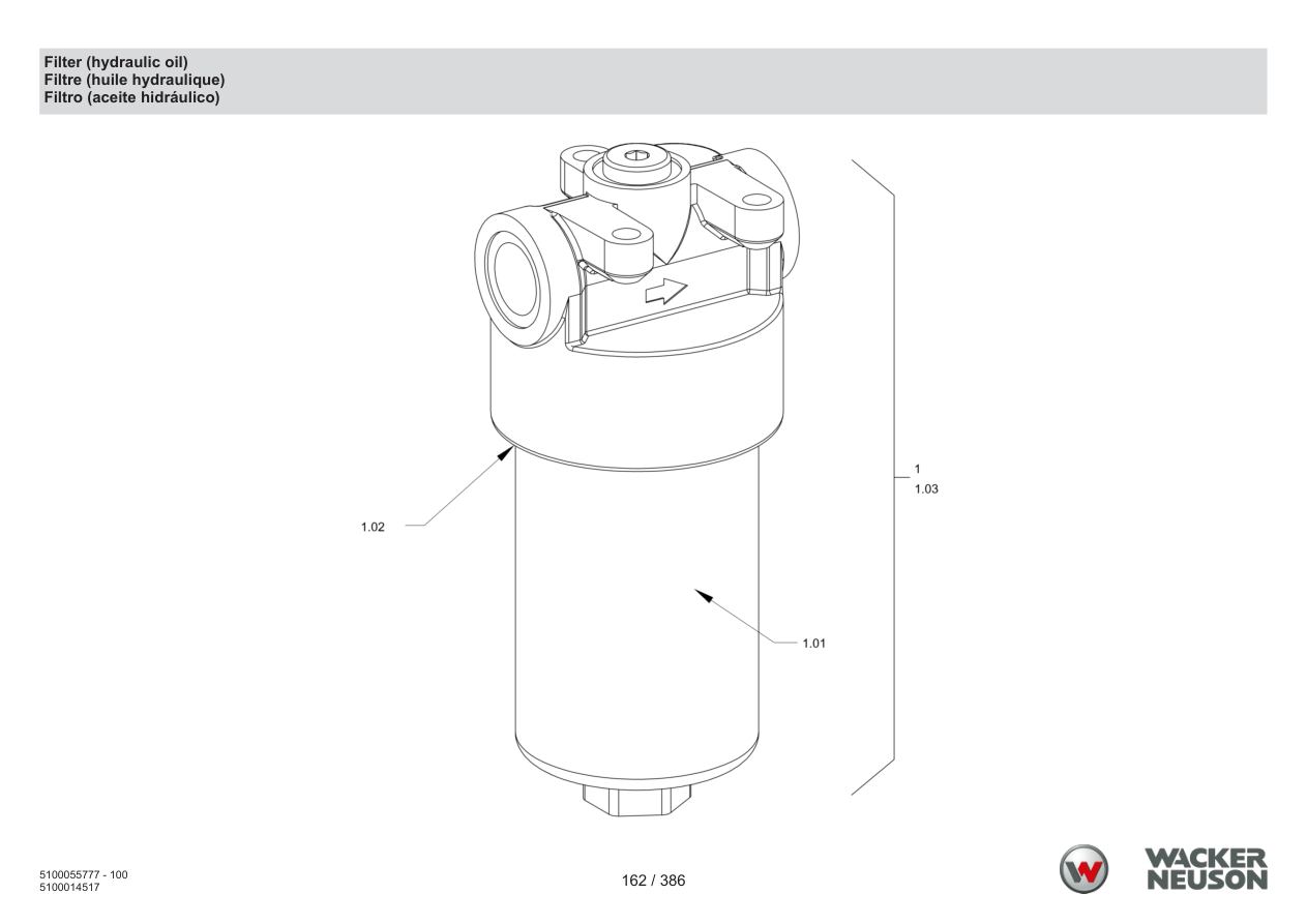 Wacker Neuson RD40-130 Roller Filter (hydraulic oil) parts diagram