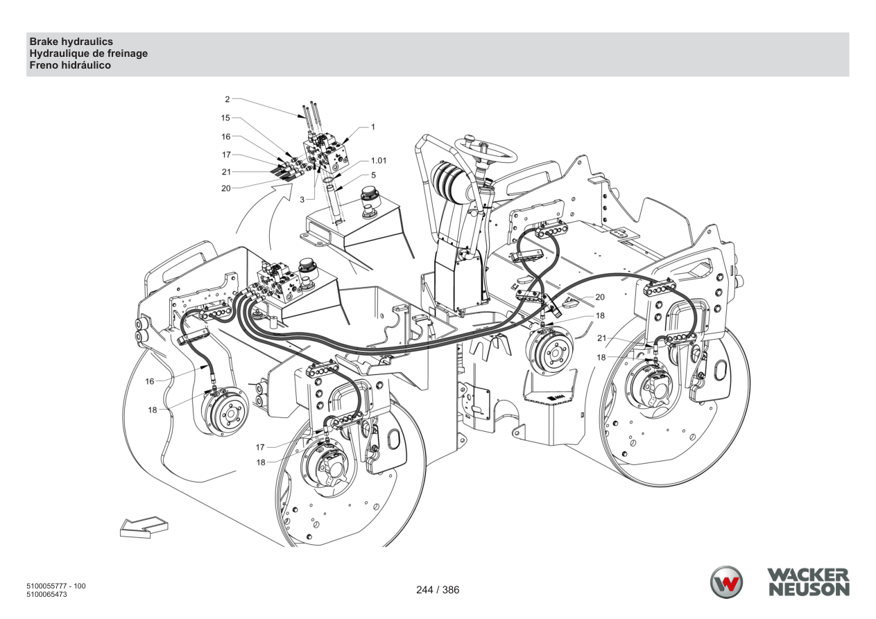 Wacker Neuson RD40-130 Roller Brake hydraulics parts diagram