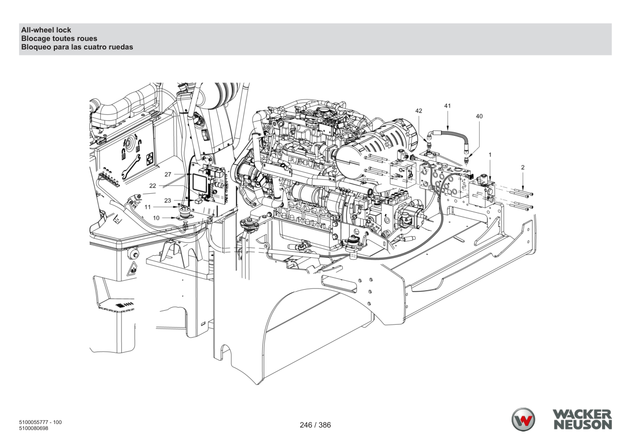 Wacker Neuson RD40-130 Roller All-wheel lock parts diagram