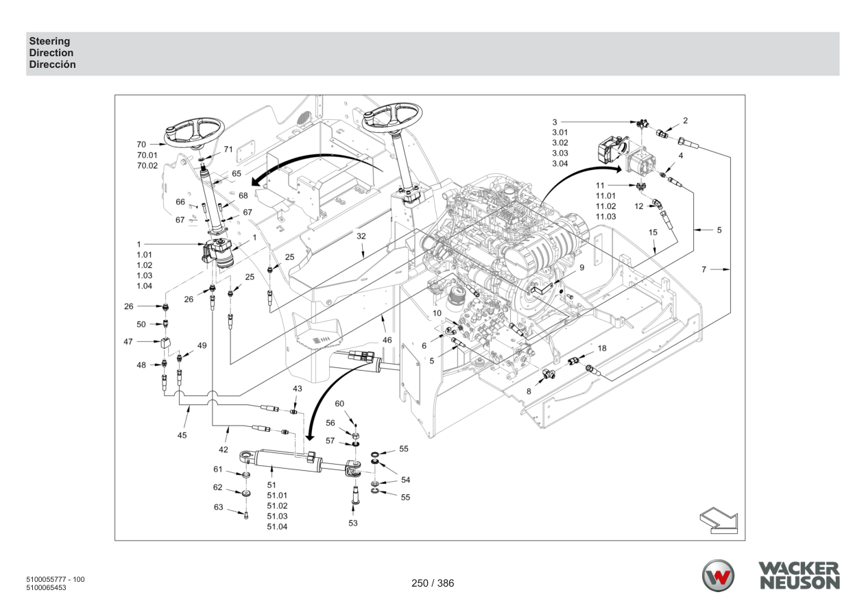 Wacker Neuson RD40-130 Roller Steering parts diagram