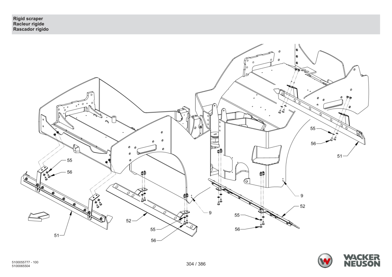 Wacker Neuson RD40-130 Roller Rigid scraper parts diagram