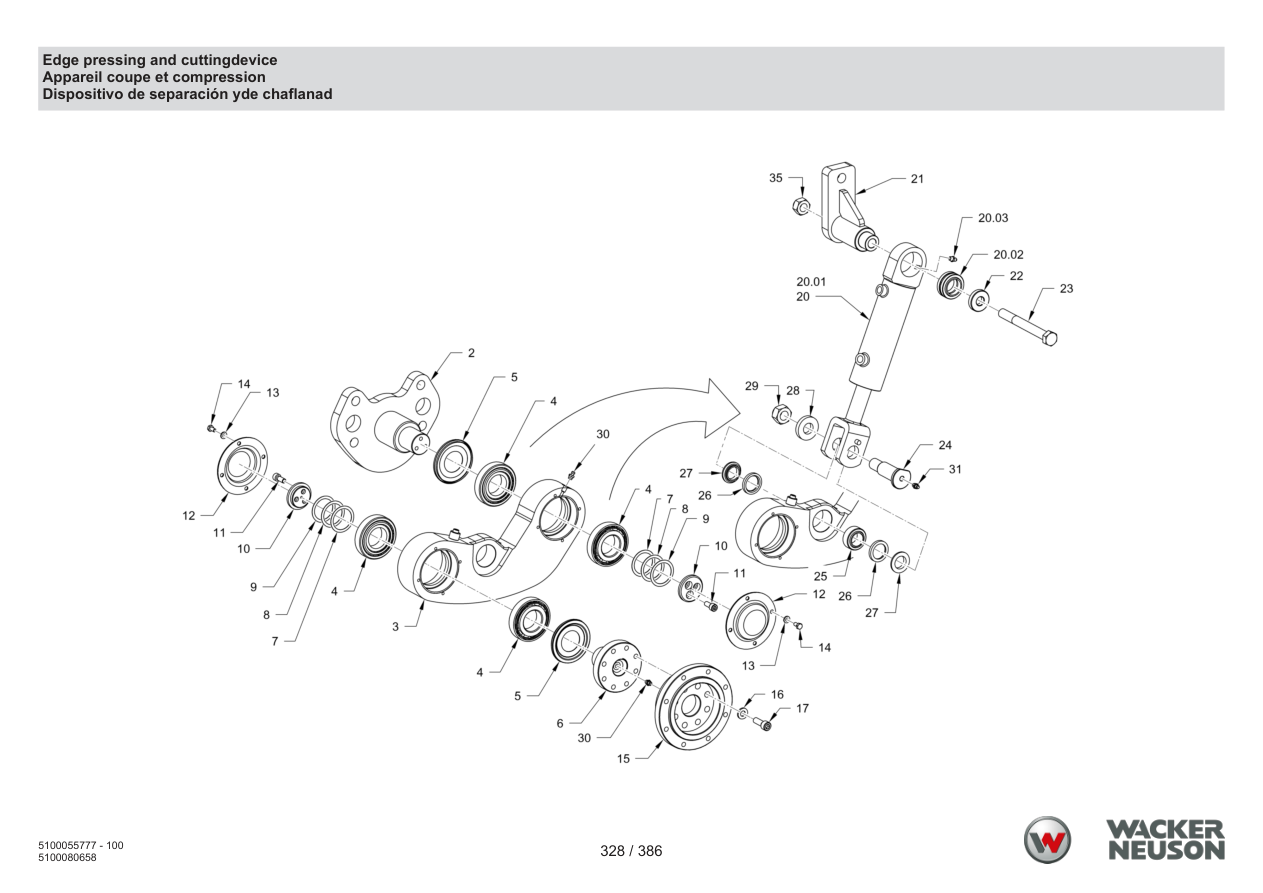 Wacker Neuson RD40-130 Roller Edge pressing and cuttingdevice parts diagram