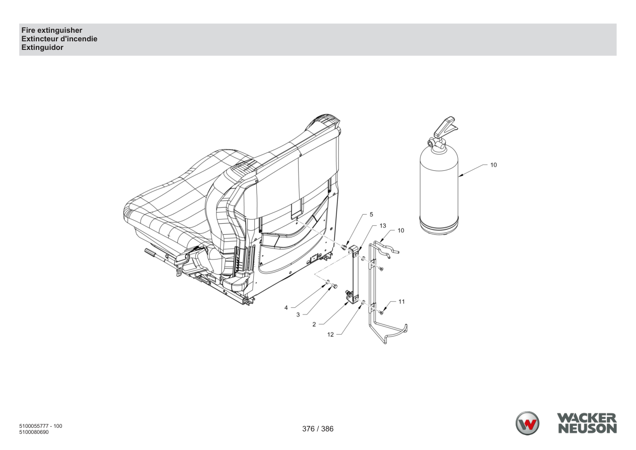 Wacker Neuson RD40-130 Roller Fire extinguisher parts diagram