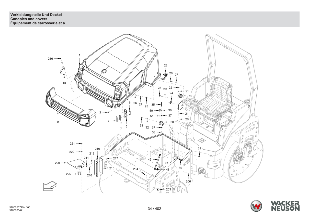 Wacker Neuson RD40-130 Roller Canopies and covers parts diagram