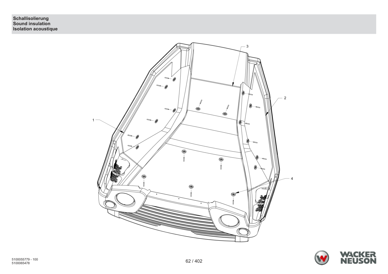 Wacker Neuson RD40-130 Roller Sound insulation parts diagram