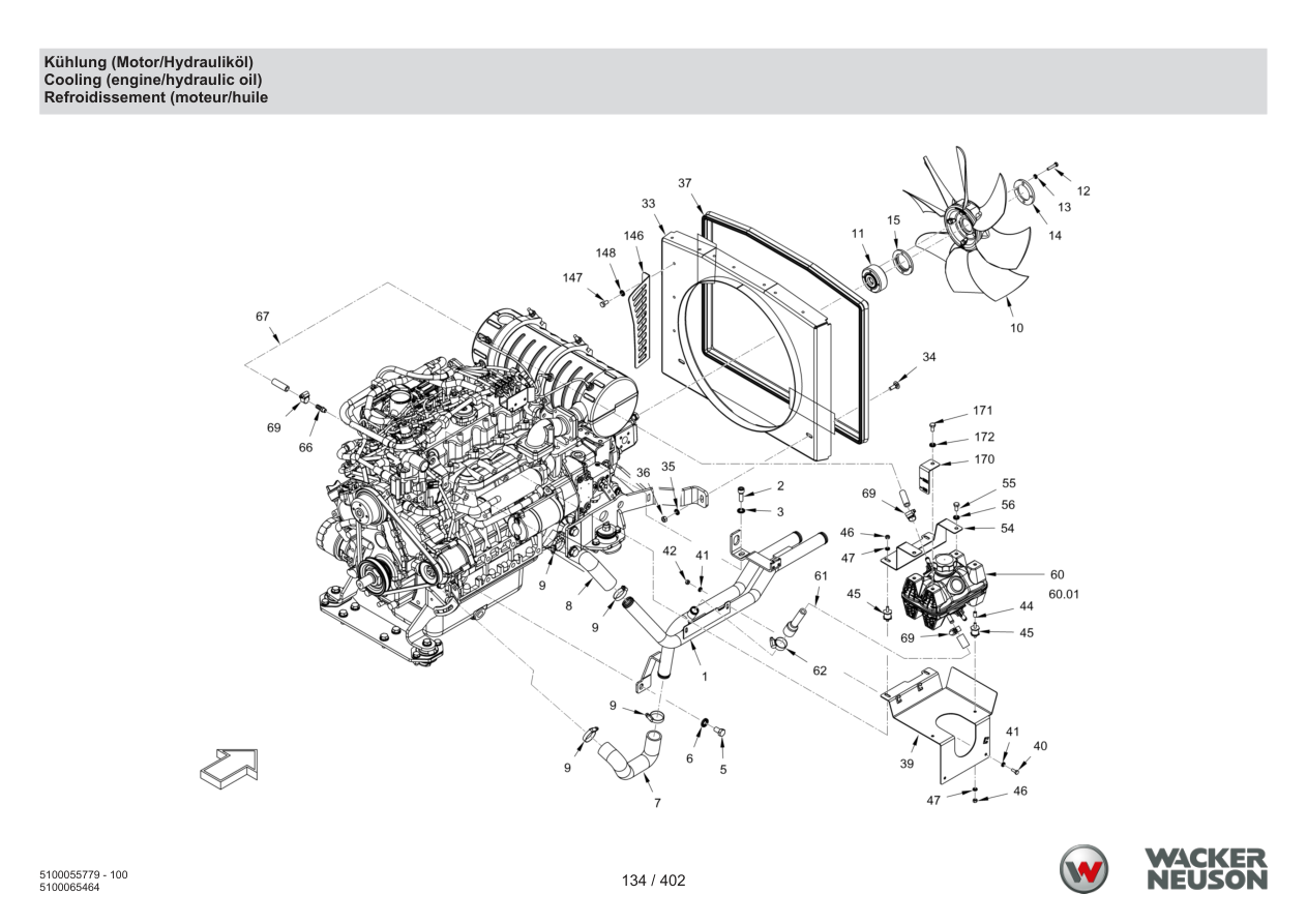 Wacker Neuson RD40-130 Roller Cooling (engine/hydraulic oil) parts diagram
