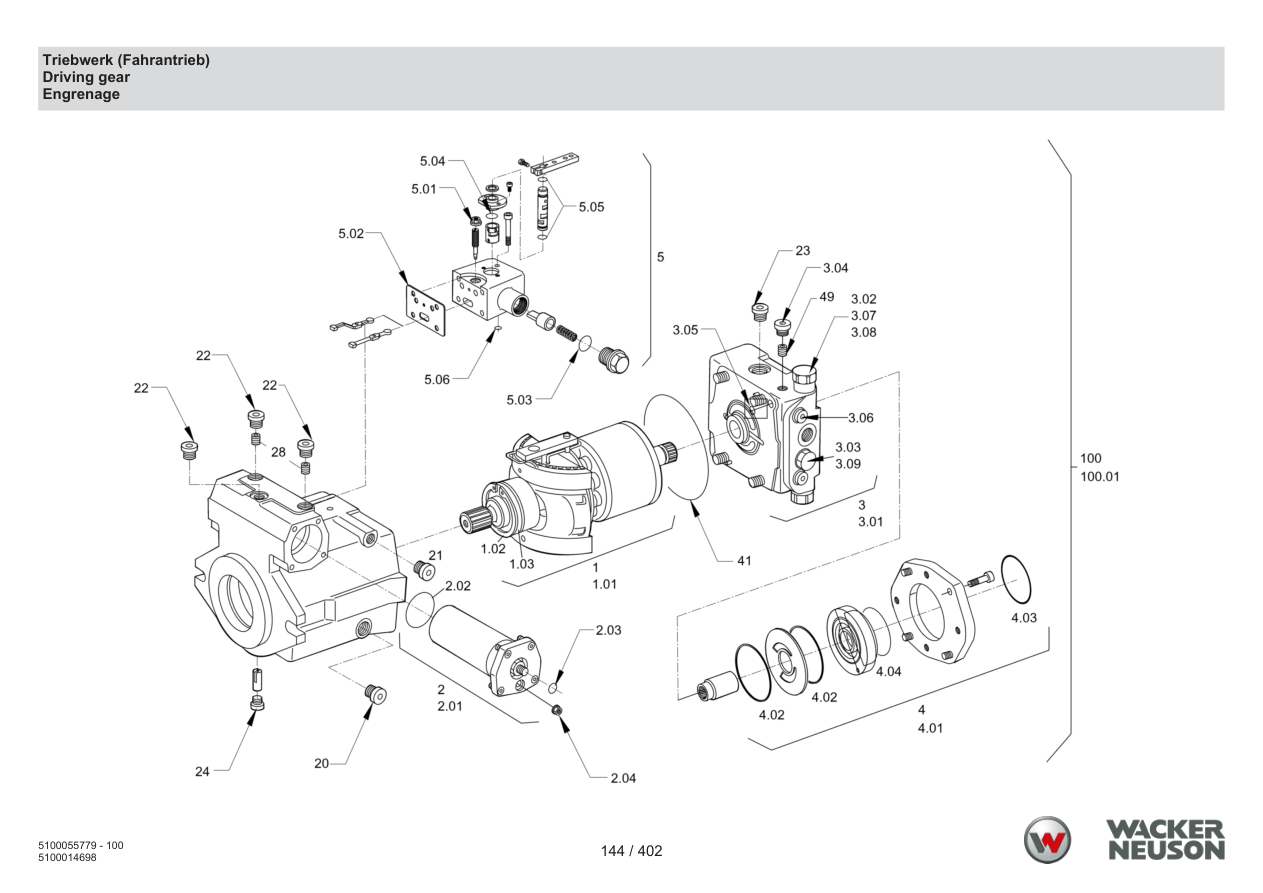 Wacker Neuson RD40-130 Roller Driving gear parts diagram