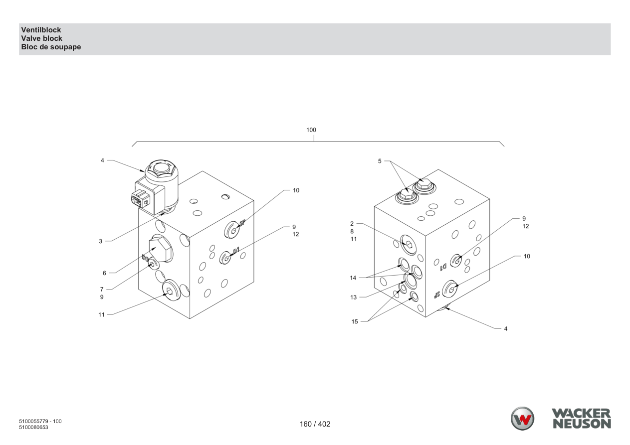 Wacker Neuson RD40-130 Roller Valve block parts diagram