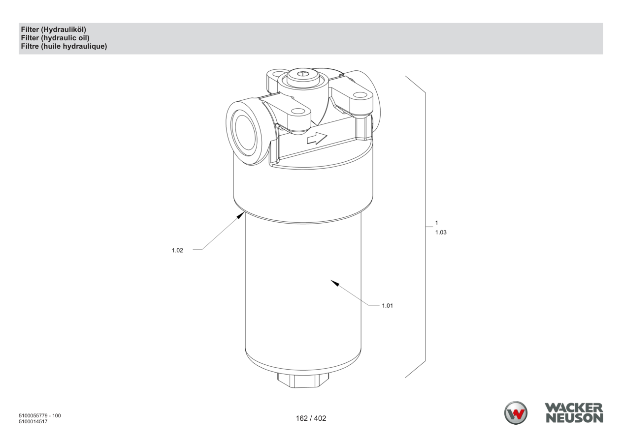 Wacker Neuson RD40-130 Roller Filter (hydraulic oil) parts diagram
