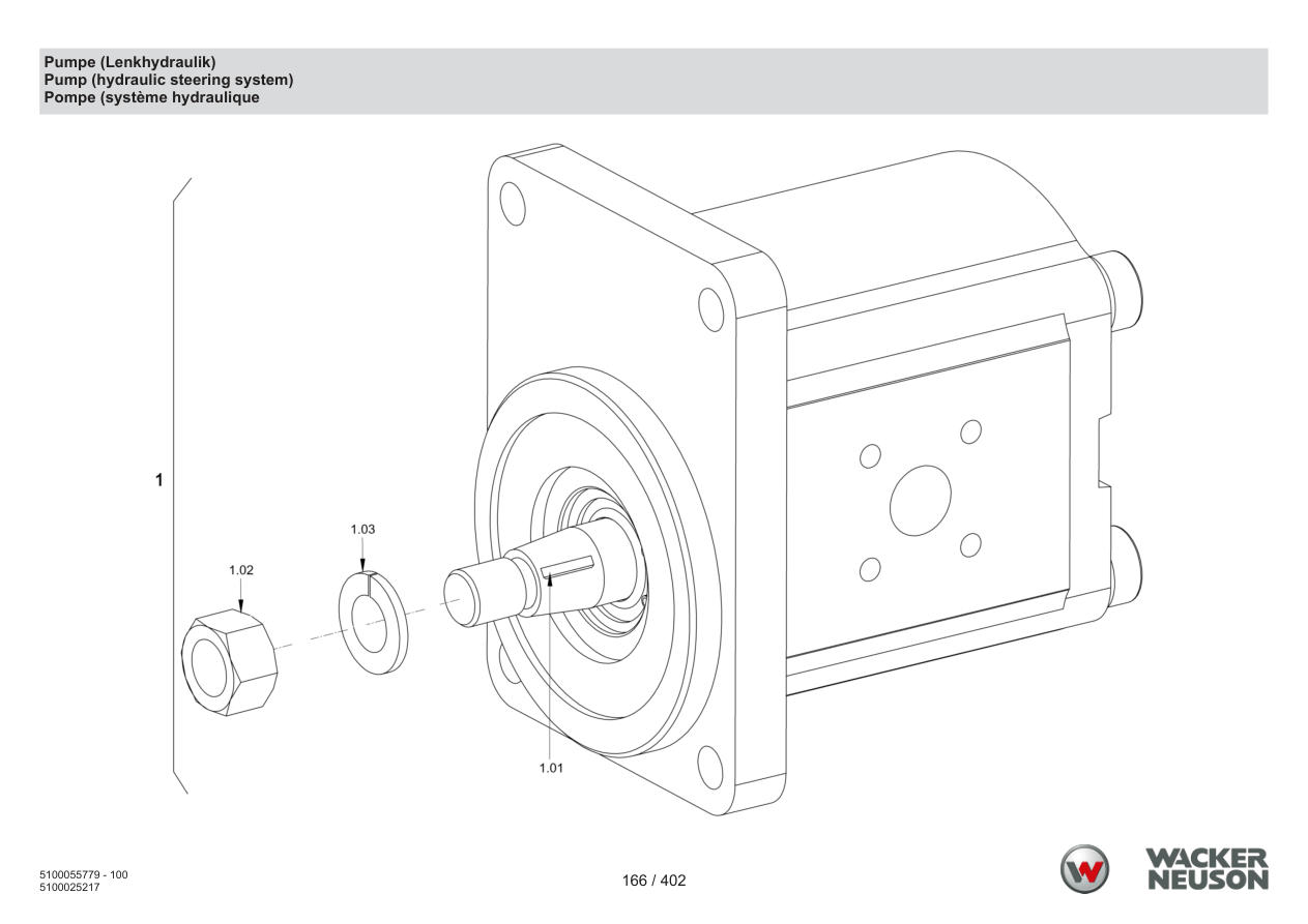 Wacker Neuson RD40-130 Roller Pump (Steering Hydraulics) parts diagram