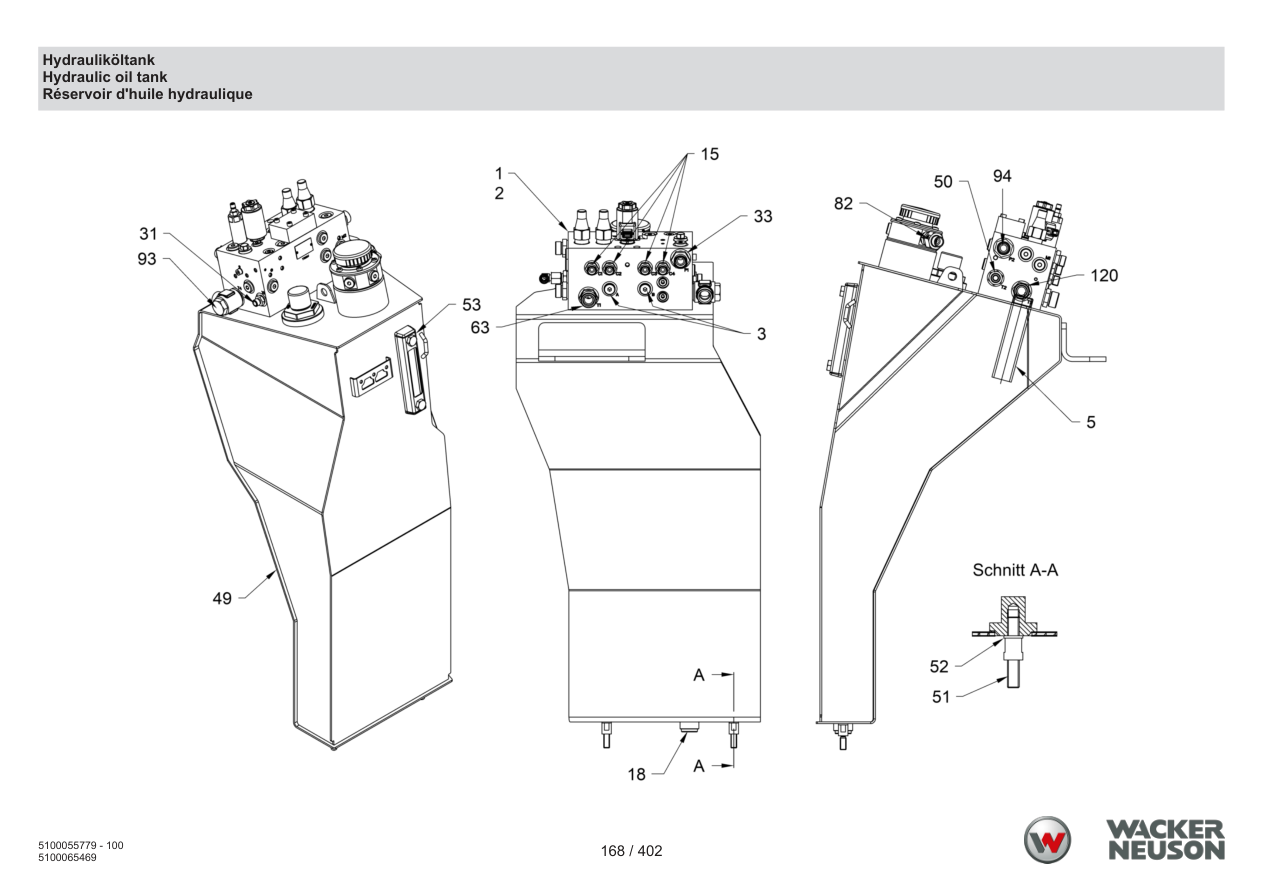 Wacker Neuson RD40-130 Roller Hydraulic oil tank parts diagram