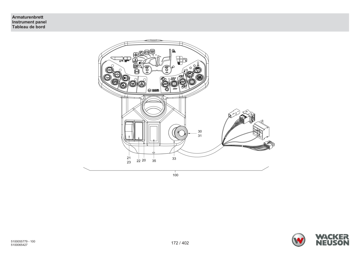 Wacker Neuson RD40-130 Roller Dashboard parts diagram