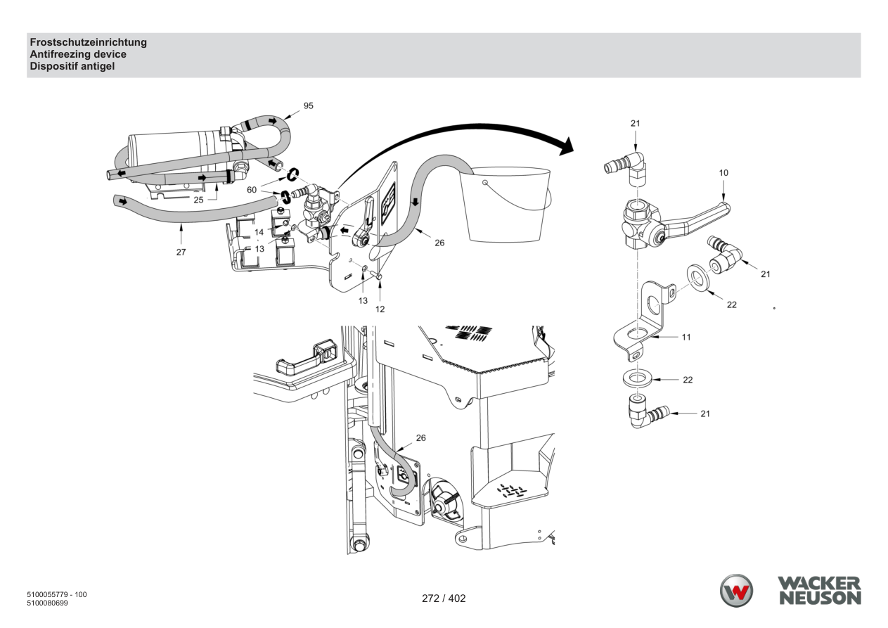 Wacker Neuson RD40-130 Roller Antifreezing device parts diagram