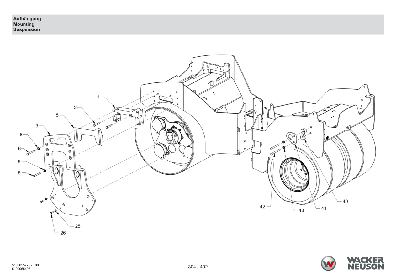 Wacker Neuson RD40-130 Roller Mounting parts diagram