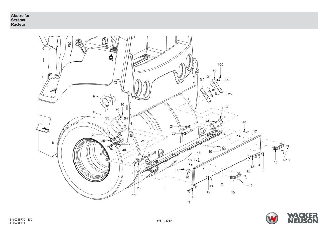 Wacker Neuson RD40-130 Roller Scraper parts diagram