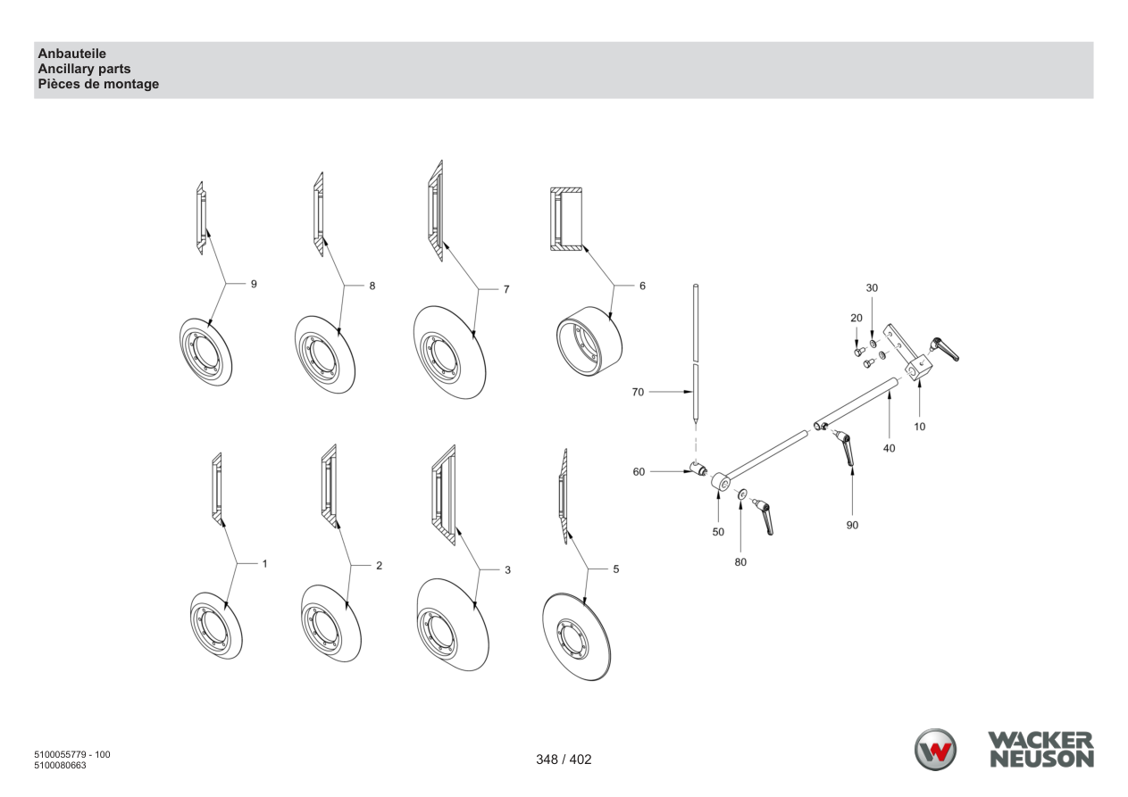 Wacker Neuson RD40-130 Roller Attachments parts diagram