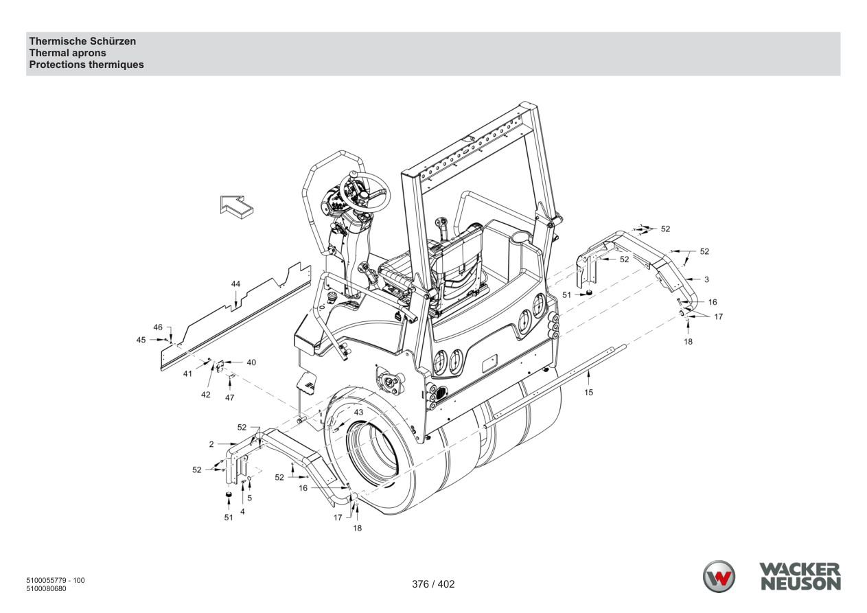 Wacker Neuson RD40-130 Roller Thermal aprons parts diagram