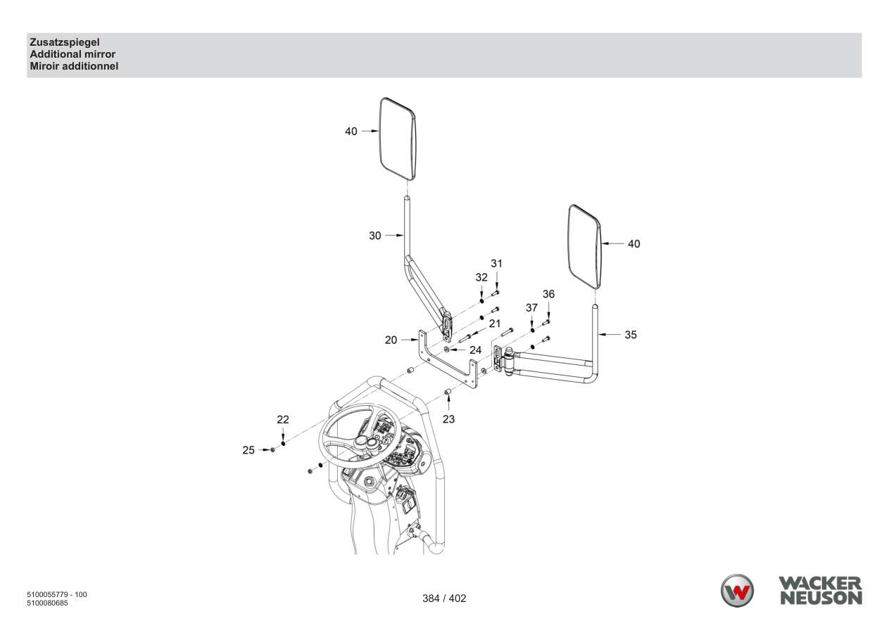Wacker Neuson RD40-130 Roller Additional mirror parts diagram