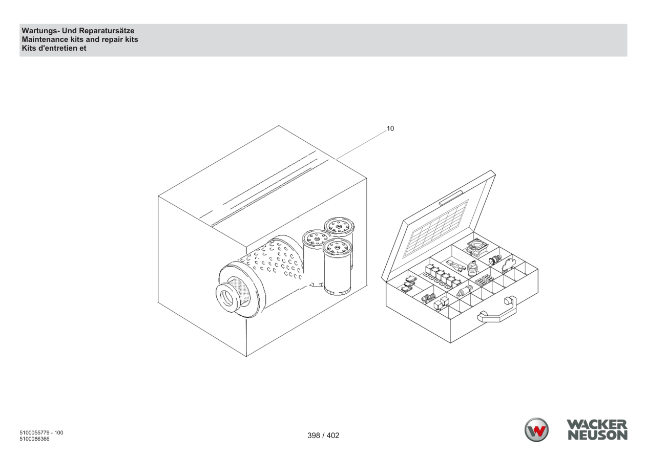 Wacker Neuson RD40-130 Roller Maintenance kits and repair kits parts diagram