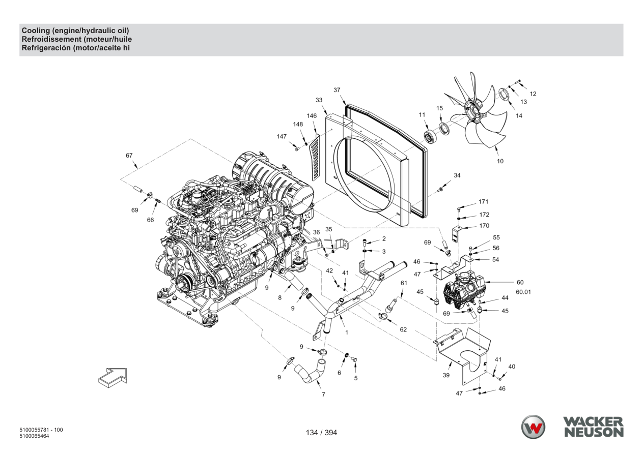 Wacker Neuson RD40-130 Roller Cooling (engine/hydraulic oil) parts diagram