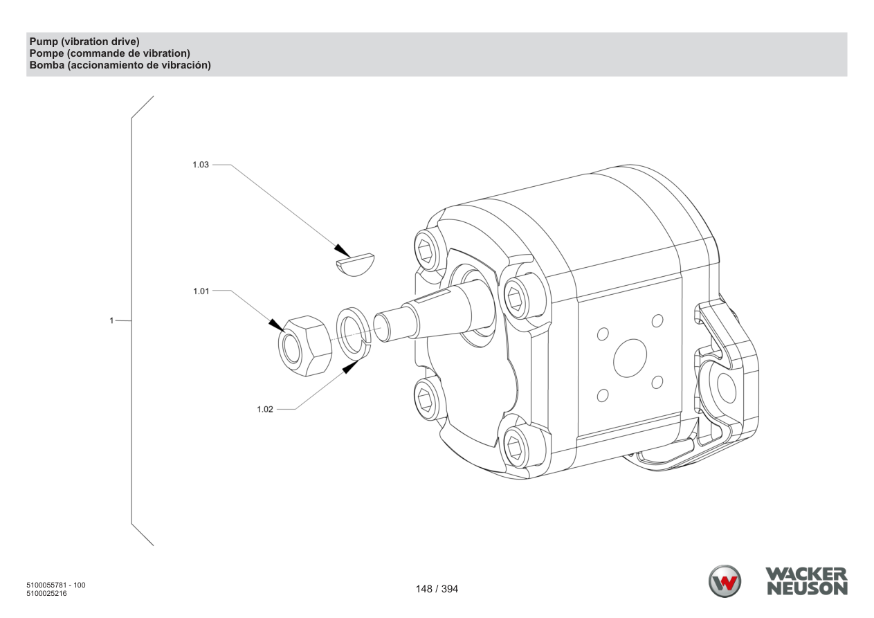 Wacker Neuson RD40-130 Roller Pump (vibration drive) parts diagram