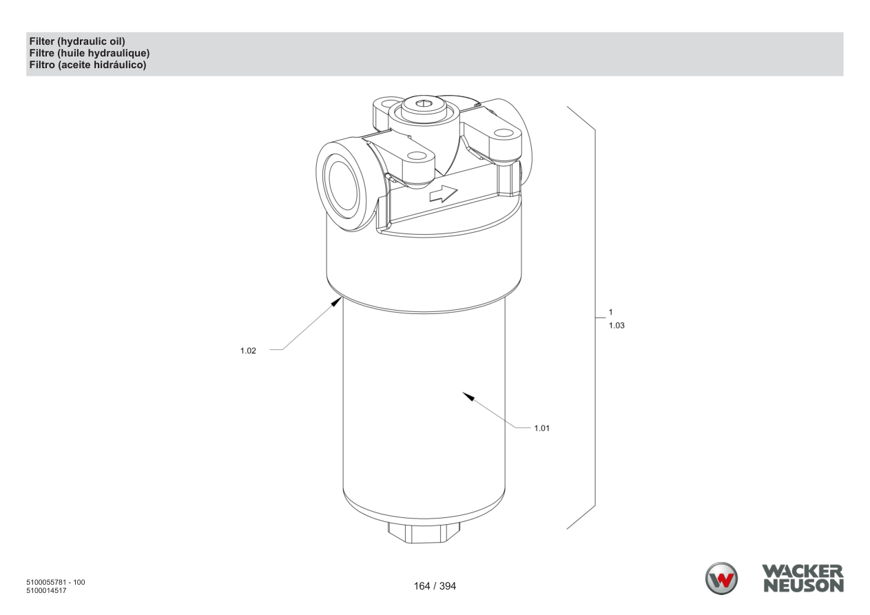 Wacker Neuson RD40-130 Roller Filter (hydraulic oil) parts diagram