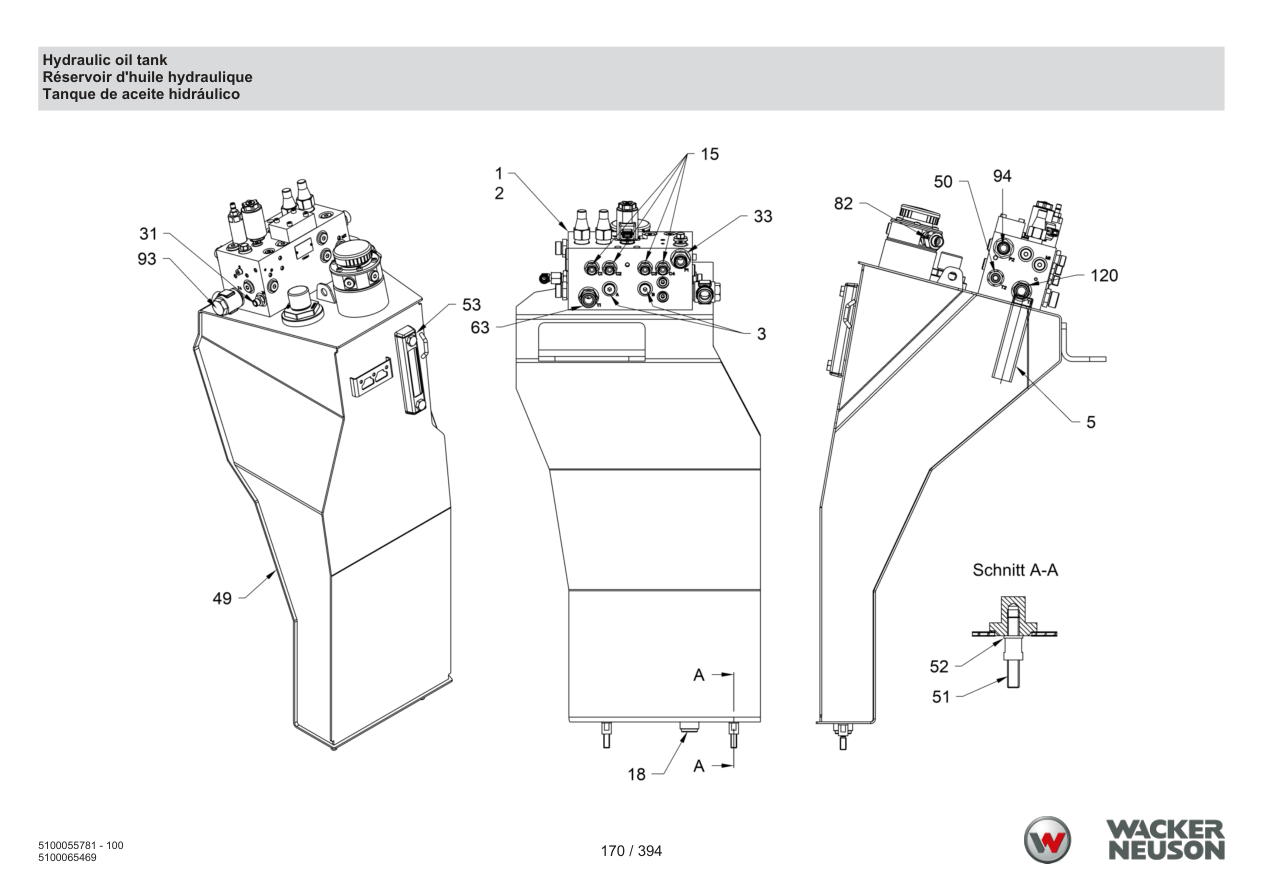 Wacker Neuson RD40-130 Roller Hydraulic oil tank parts diagram