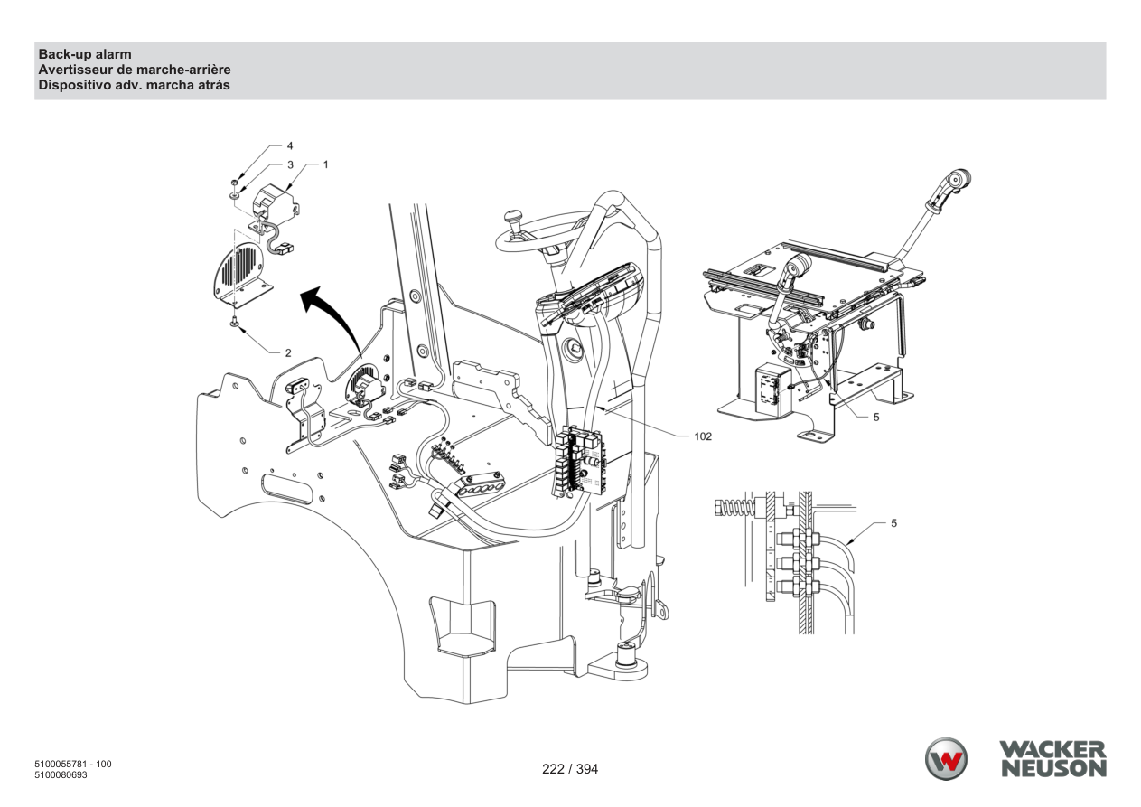 Wacker Neuson RD40-130 Roller Back-up alarm parts diagram
