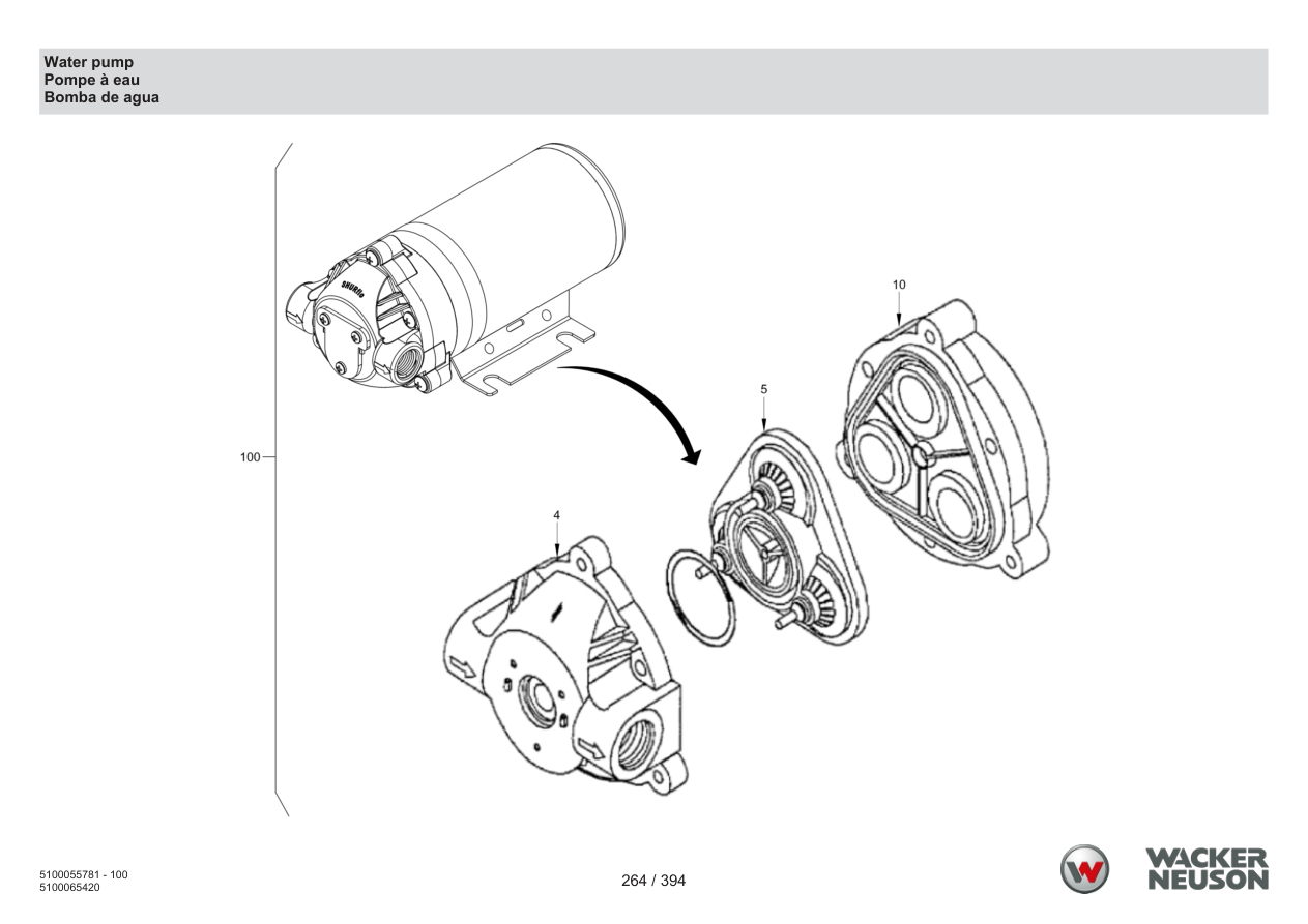 Wacker Neuson RD40-130 Roller Water pump parts diagram
