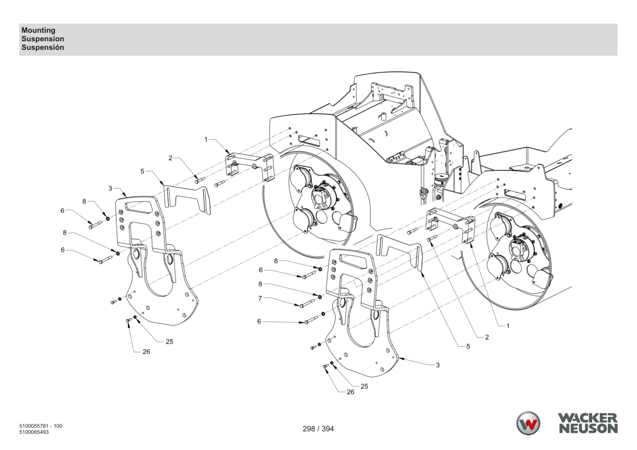 Wacker Neuson RD40-130 Roller Mounting parts diagram