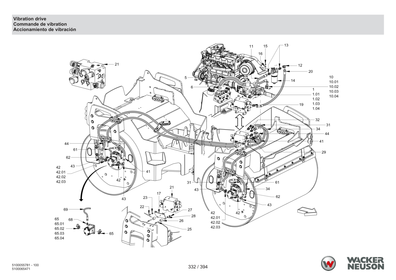 Wacker Neuson RD40-130 Roller Vibration drive parts diagram