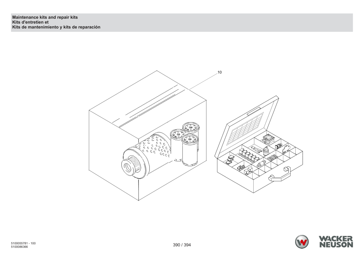 Wacker Neuson RD40-130 Roller Maintenance kits and repair kits parts diagram