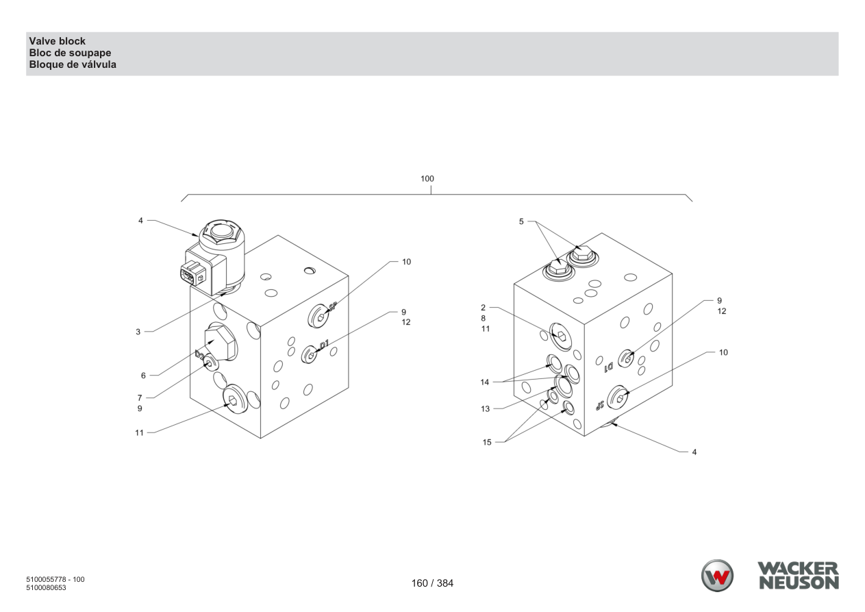Wacker Neuson RD45-140 Roller Valve block parts diagram